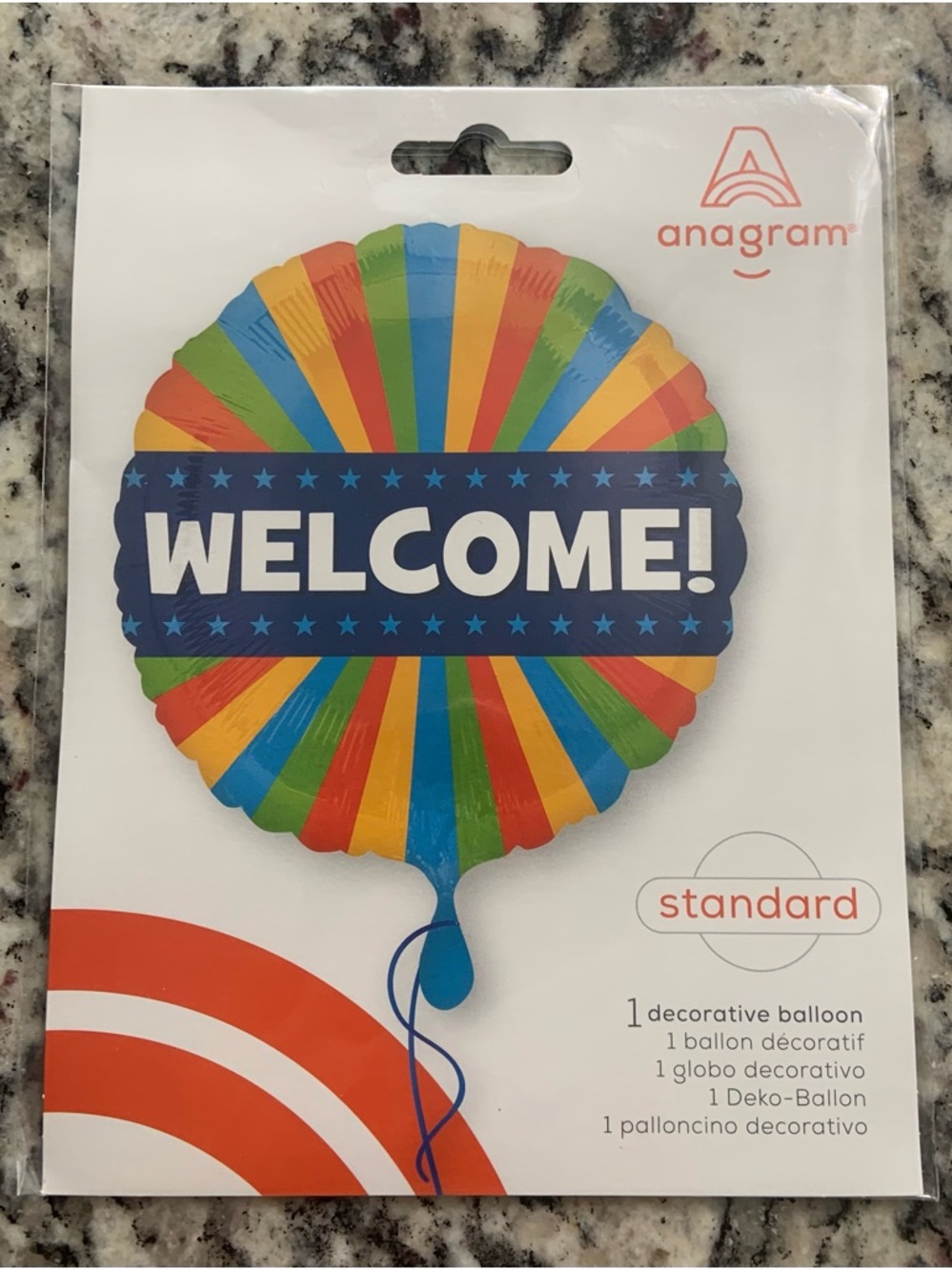 Anagram Multicolor 'Welcome' Decorative Party Balloon- BNWT